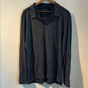 John Varvatos Charcoal Long Sleeve Polo Shirt